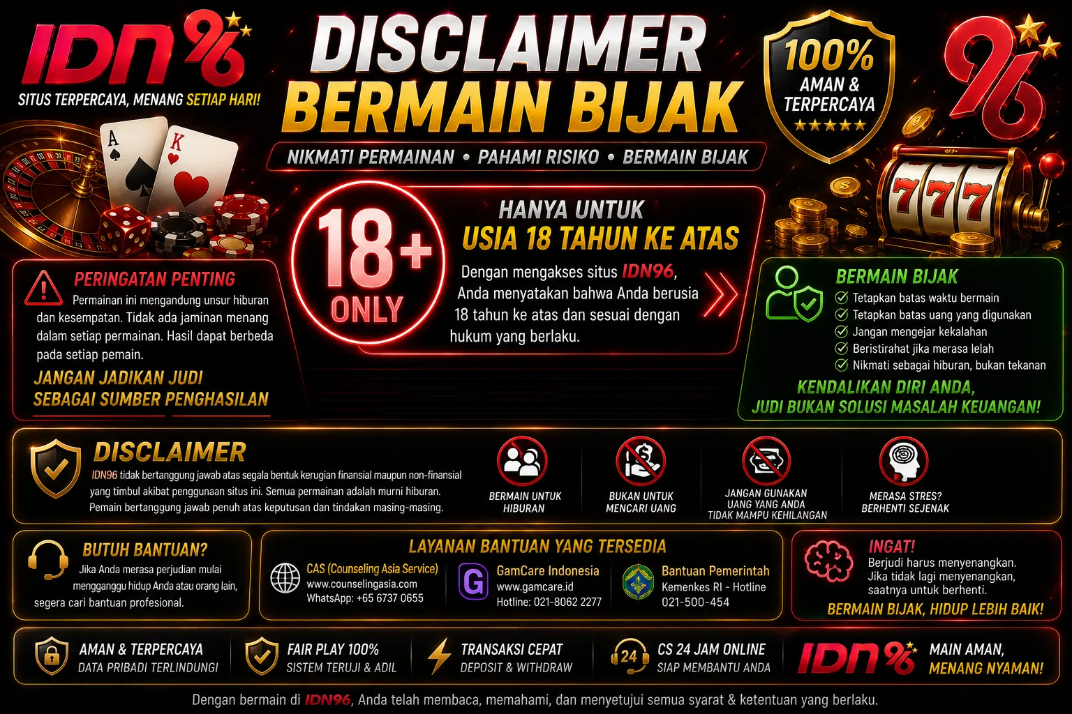 IDN96 - Disclaimer Bermain Bijak 18 Plus