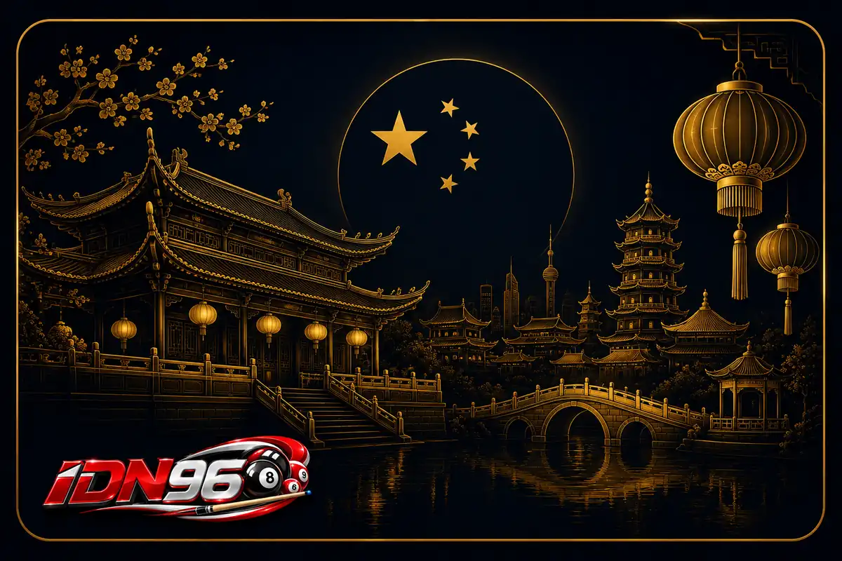 Pasaran togel China di IDN96 — siluet kuil dan lampion
